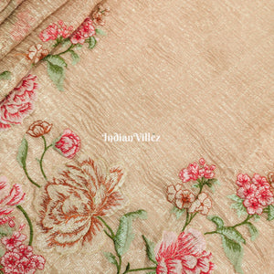 Orange Dual Tone Zari Woven  Banarasi Tissue Saree