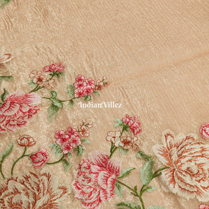 Orange Dual Tone Zari Woven  Banarasi Tissue Saree