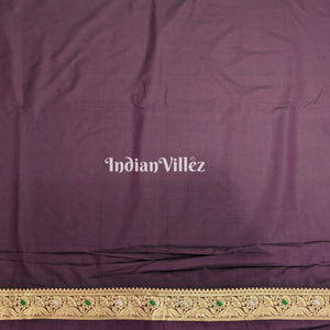 Wine Floral Design Pure Banarasi Katan Saree