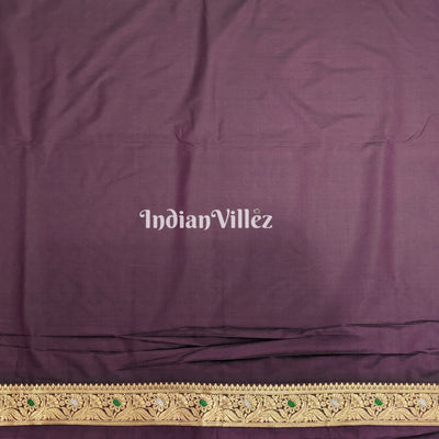 Wine Floral Design Pure Banarasi Katan Saree