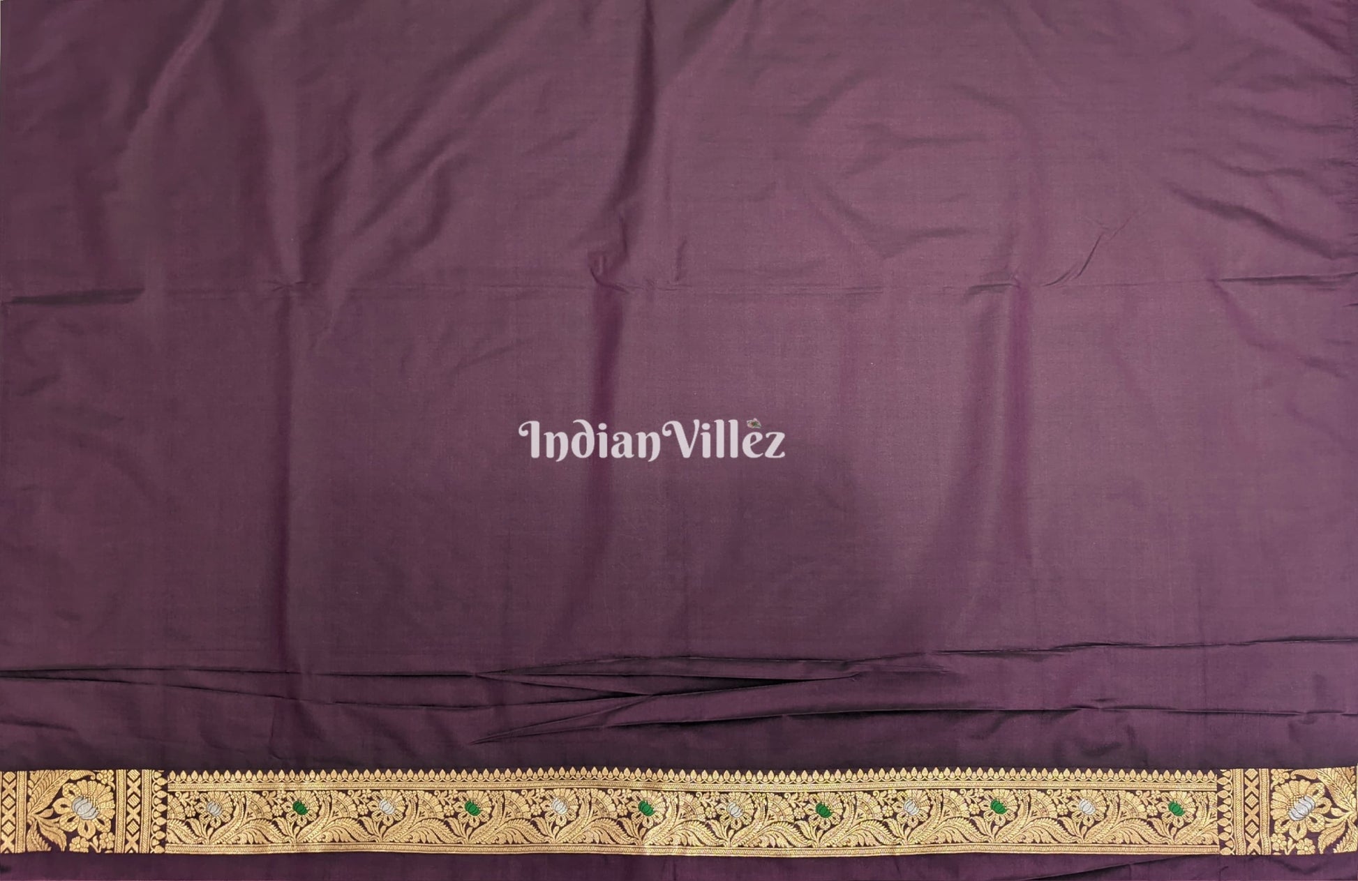 Wine Floral Design Pure Banarasi Katan Saree