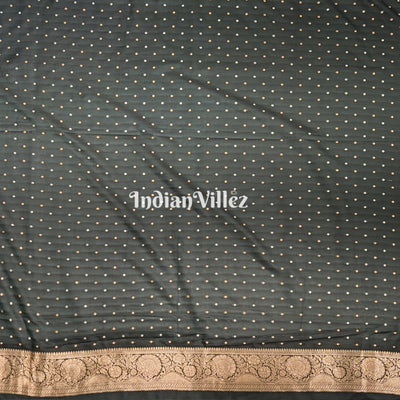 Green Floral Design Pure Banarasi Katan Saree