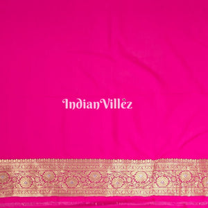 Pink Floral Design Pure Banarasi Katan Saree