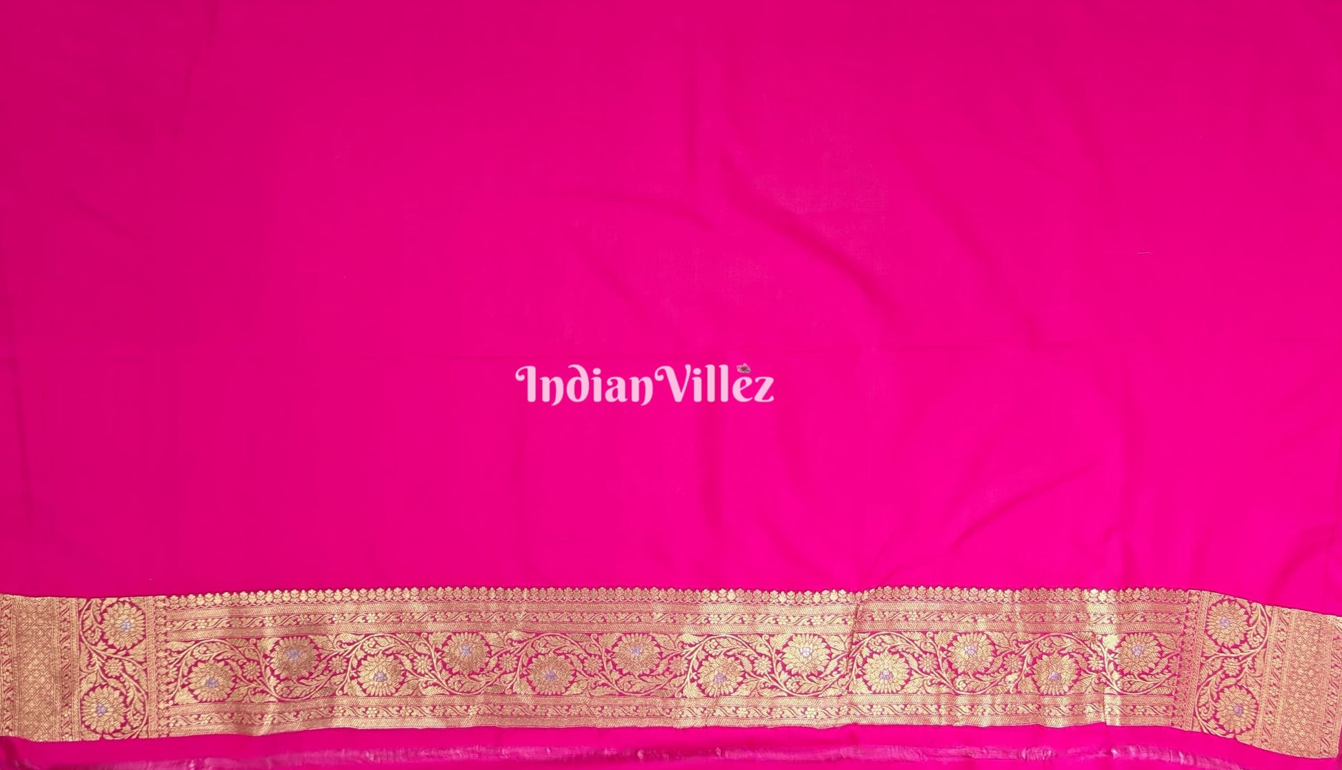 Pink Floral Design Pure Banarasi Katan Saree