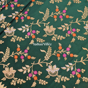 Green Color With Floral Design Banarasi Katan Saree