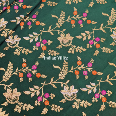 Green Color With Floral Design Banarasi Katan Saree