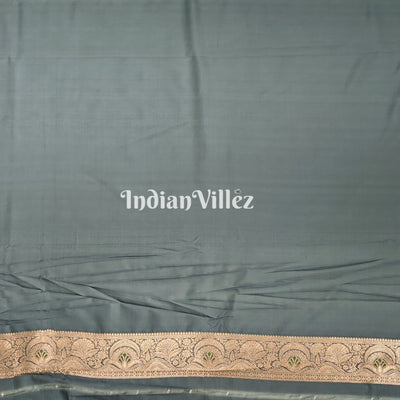 Grey Blended With Floral Design Banarasi Katan Saree