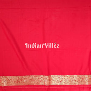 Rose Red Color With Floral Design Banarasi Katan Saree