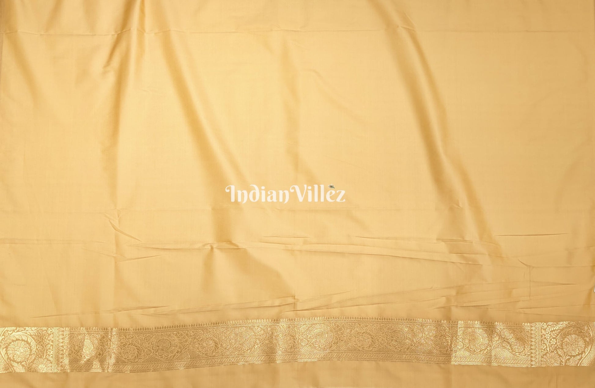 Cream Color Floral Design Pure Banarasi Katan Saree