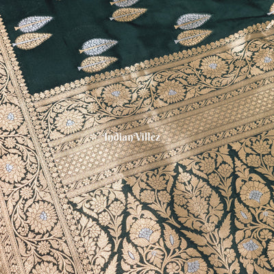 Castleton Green Tree Shape Pure Banarasi Katan Saree