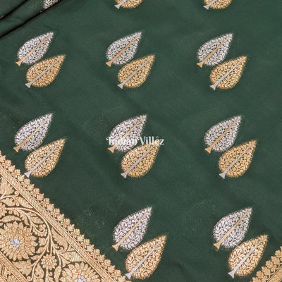 Castleton Green Tree Shape Pure Banarasi Katan Saree