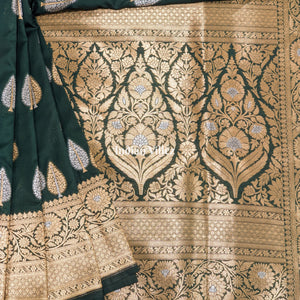 Castleton Green Tree Shape Pure Banarasi Katan Saree