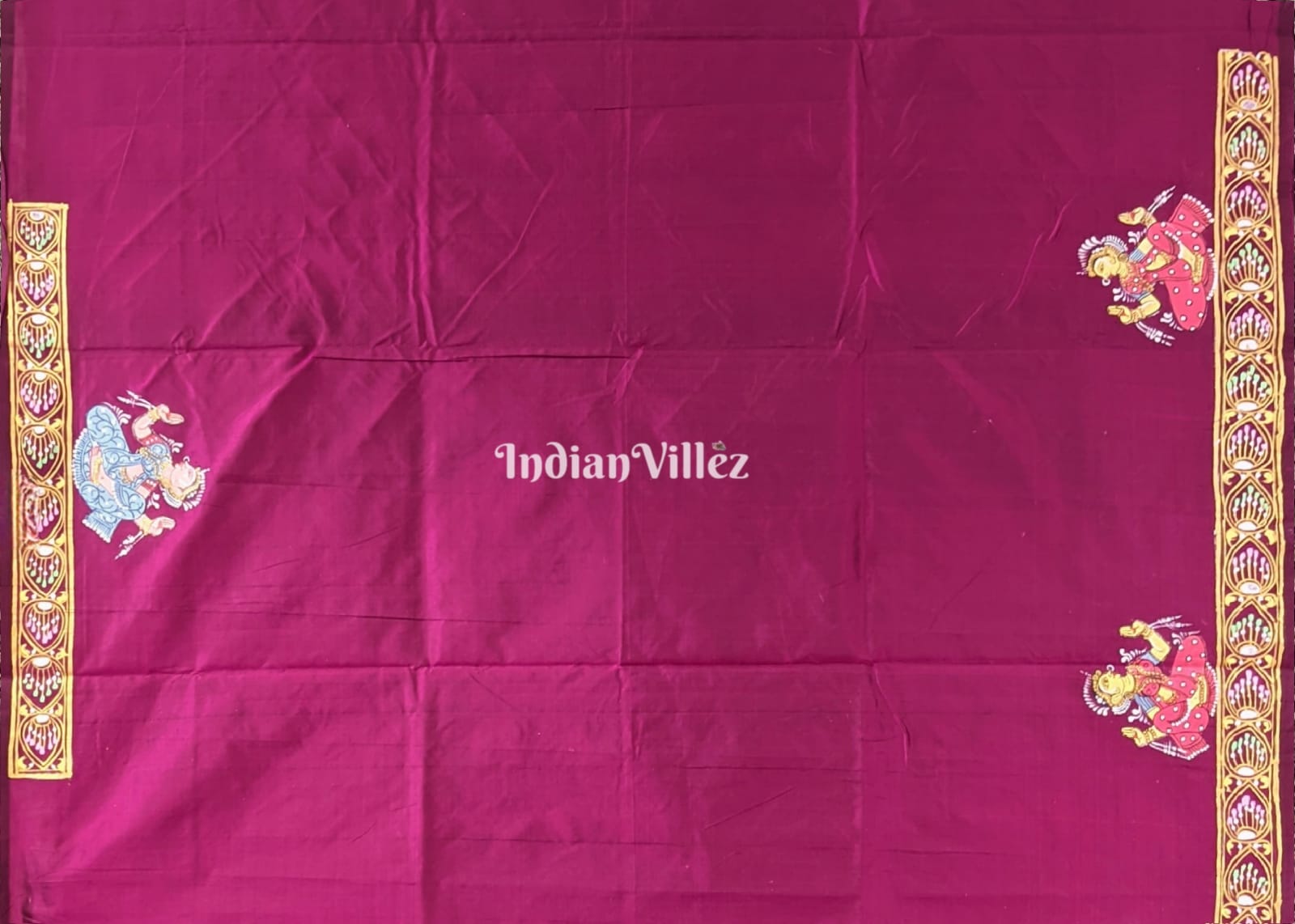 Magenta  Purple Nartaki Chandua Theme Pattachitra Silk Saree