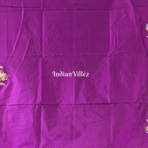 Deep Violet Krishna Rasa Leela Hand-Painted Pattachitra Saree