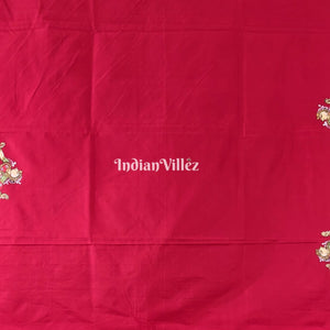 Maroon Shree Jagannath Theme Hand-Painted Pattachitra Silk Saree