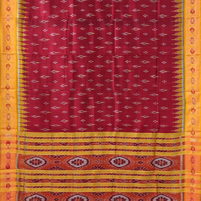 Red Yellow Mayur Chandrika Khandua Silk Saree