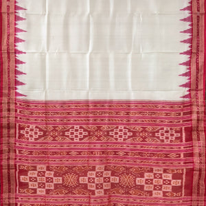 White Odisha Ikat Khandua Silk Saree