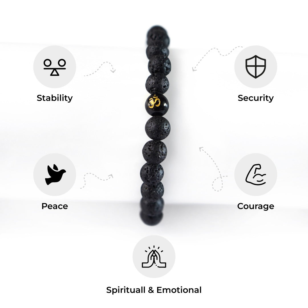 Om Symbol Lava Stone Bracelet For men