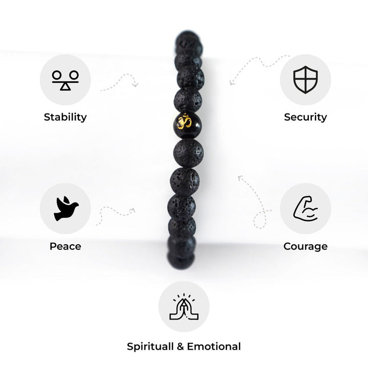 Om Symbol Lava Stone Bracelet For men