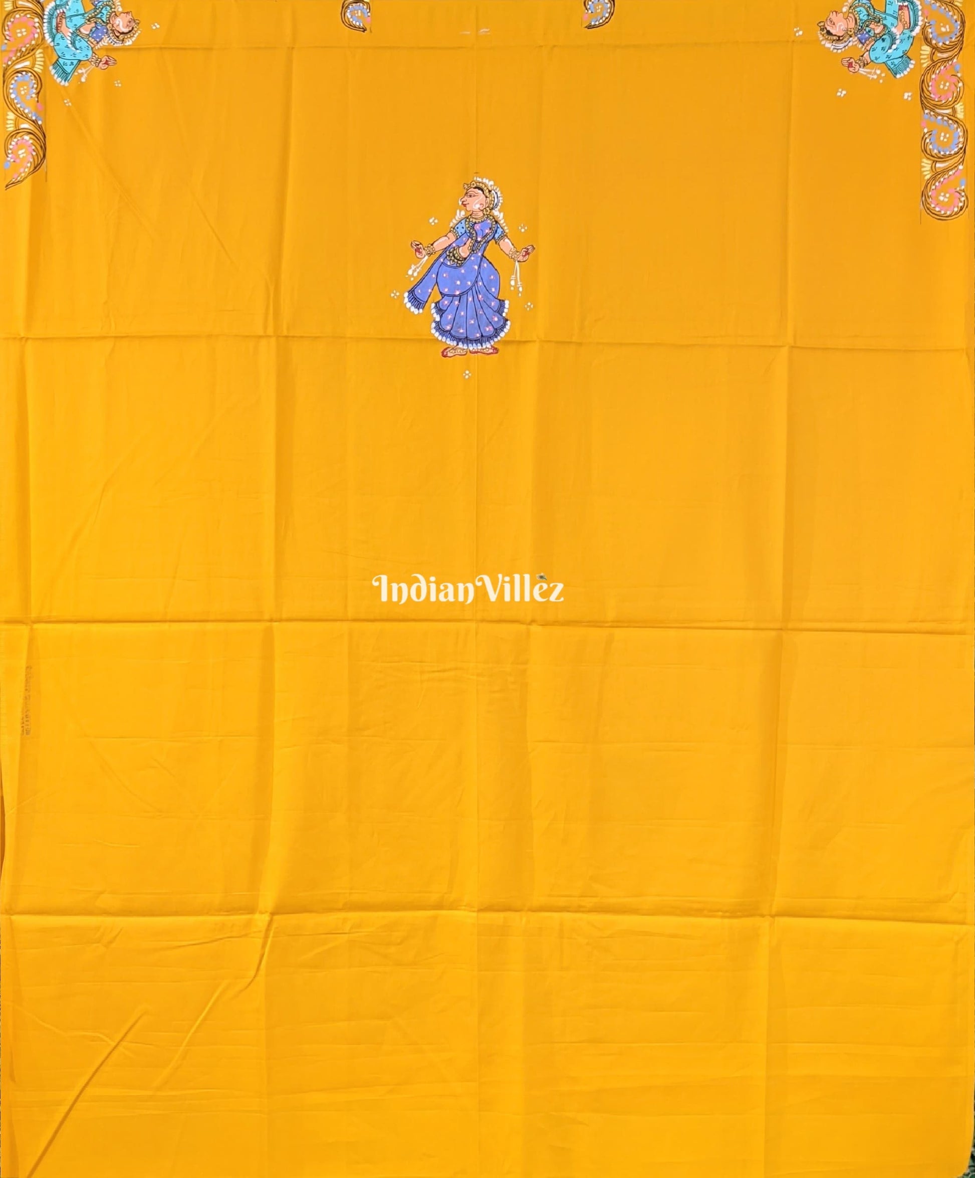 Yellow Nartaki Pattachitra Kurti Cotton Dress Material (Pre Order)