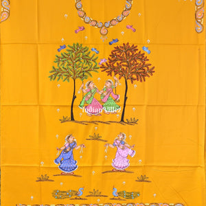 Yellow Nartaki Pattachitra Kurti Cotton Dress Material (Pre Order)