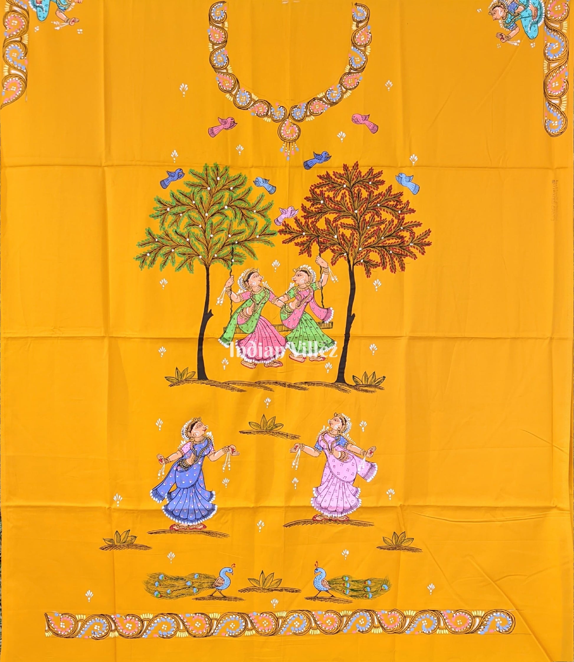 Yellow Nartaki Pattachitra Kurti Cotton Dress Material (Pre Order)