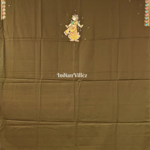 Mehendi Green Radha Krisha Pattachitra Kurti Cotton Dress Material