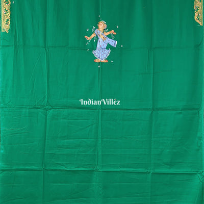 Green Nartaki Pattachitra Kurti Cotton Dress Material