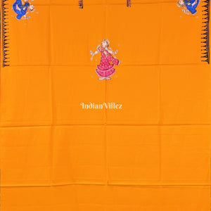 Orange Nartaki Pattachitra Kurti Cotton Dress Material