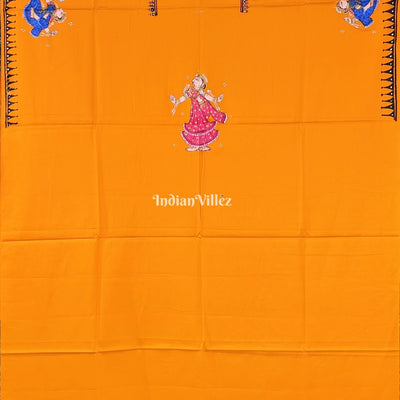 Orange Nartaki Pattachitra Kurti Cotton Dress Material