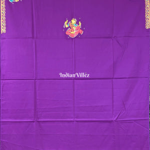 Violet Radha Krisha Pattachitra Kurti Cotton Dress Material