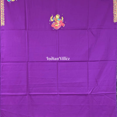 Violet Radha Krisha Pattachitra Kurti Cotton Dress Material