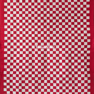 White Red Pasapali Sambalpuri Ikat Silk Saree