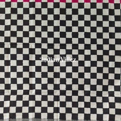 White Pink Pasapali Sambalpuri Ikat Silk Saree