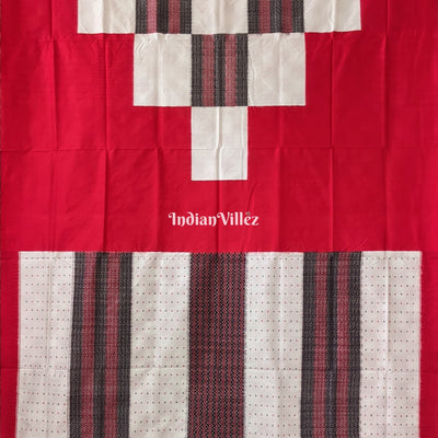 White Red Pasapali Sambalpuri Ikat Silk Saree