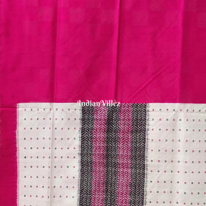 White Pink Pasapali Sambalpuri Ikat Silk Saree