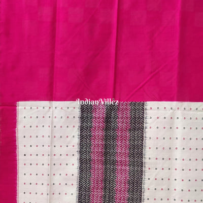 White Pink Pasapali Sambalpuri Ikat Silk Saree