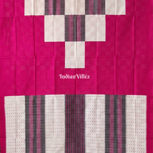 White Pink Pasapali Sambalpuri Ikat Silk Saree