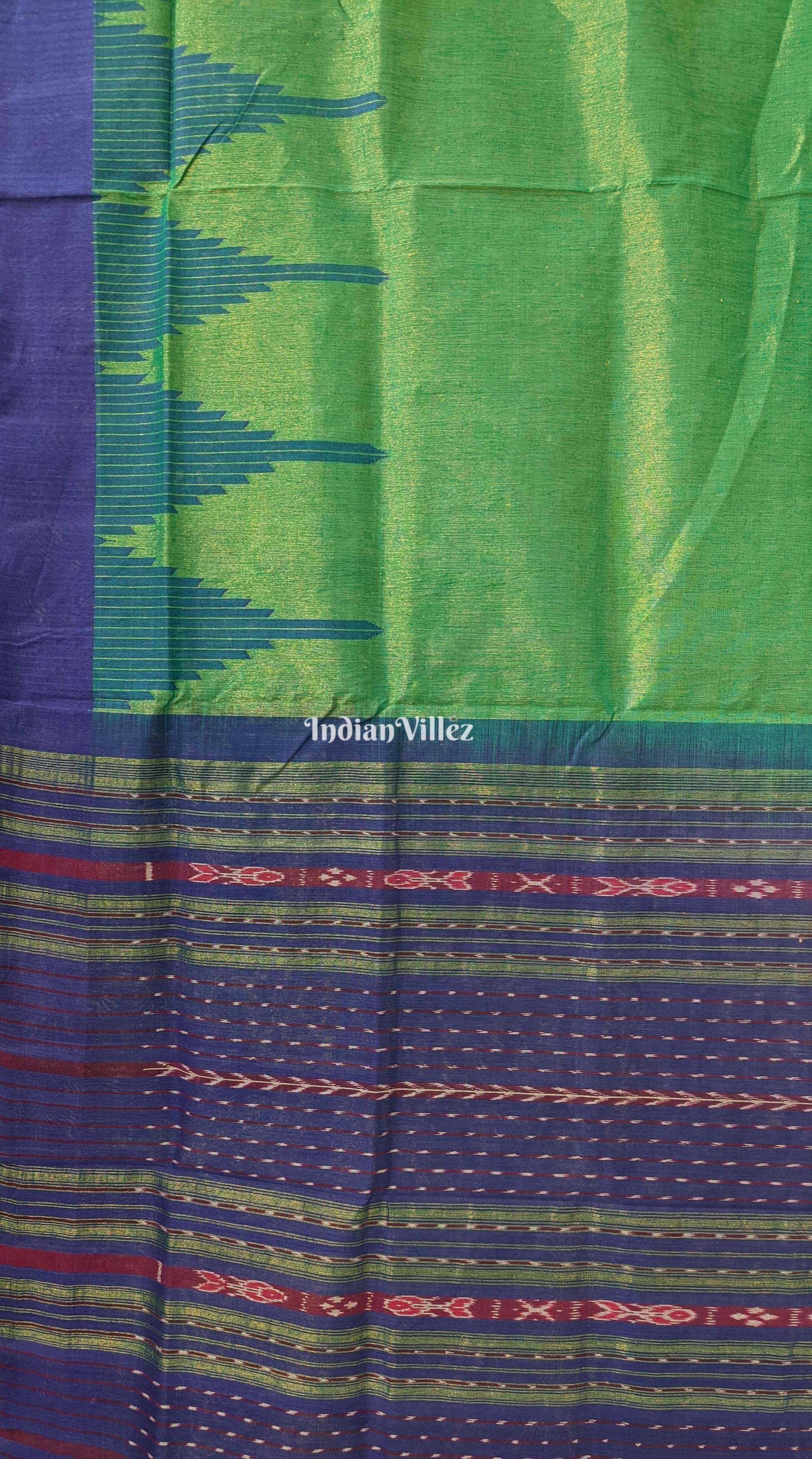 Rama Green Phoda Kumbha Sambalpuri Cotton Tissue Saree