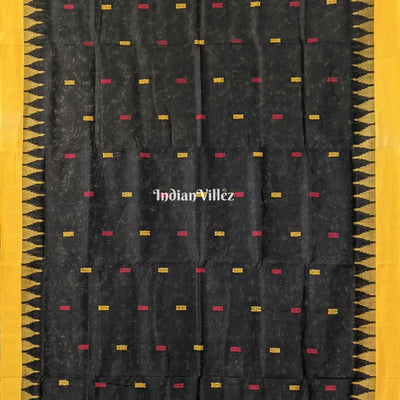 Black Sambalpuri Cotton Tissue Bomkai Saree With Fish Motif