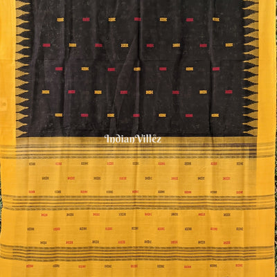 Black Sambalpuri Cotton Tissue Bomkai Saree With Fish Motif