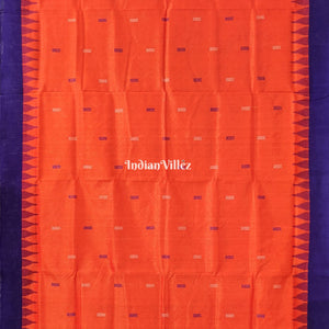 Orange Sambalpuri Cotton Tissue Saree With Fish Motif
