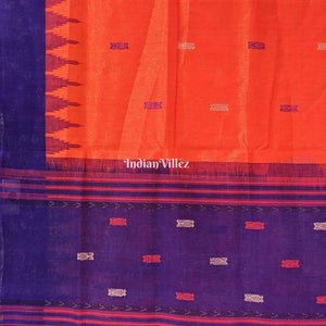 Orange Sambalpuri Cotton Tissue Saree With Fish Motif