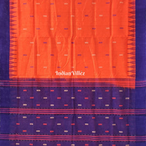 Orange Sambalpuri Cotton Tissue Saree With Fish Motif