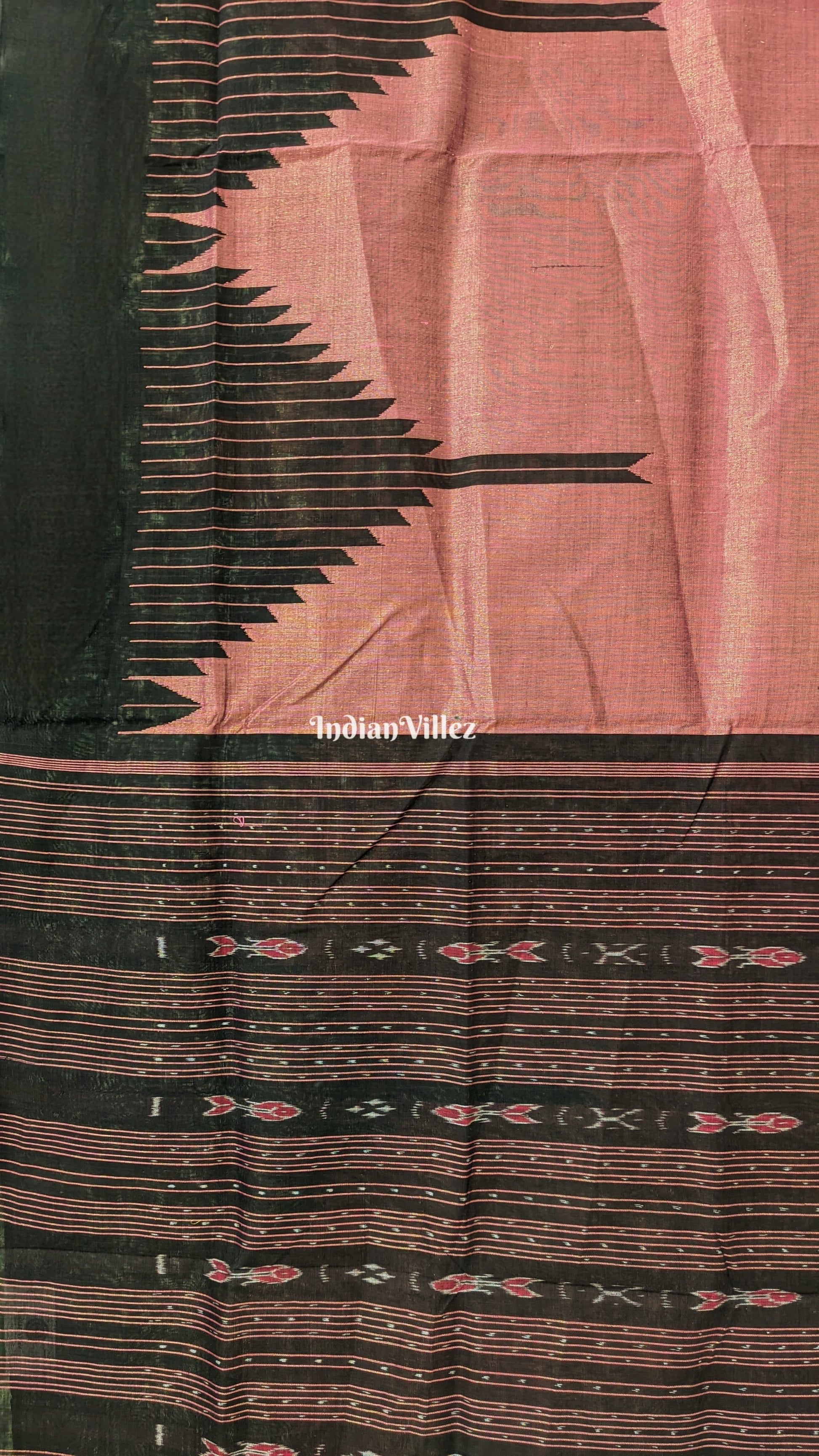 Pink Dual Tone Sambalpuri Cotton Tissue Saree