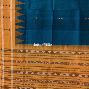 Deep Green Butta Design Sambalpuri Cotton Tissue Saree