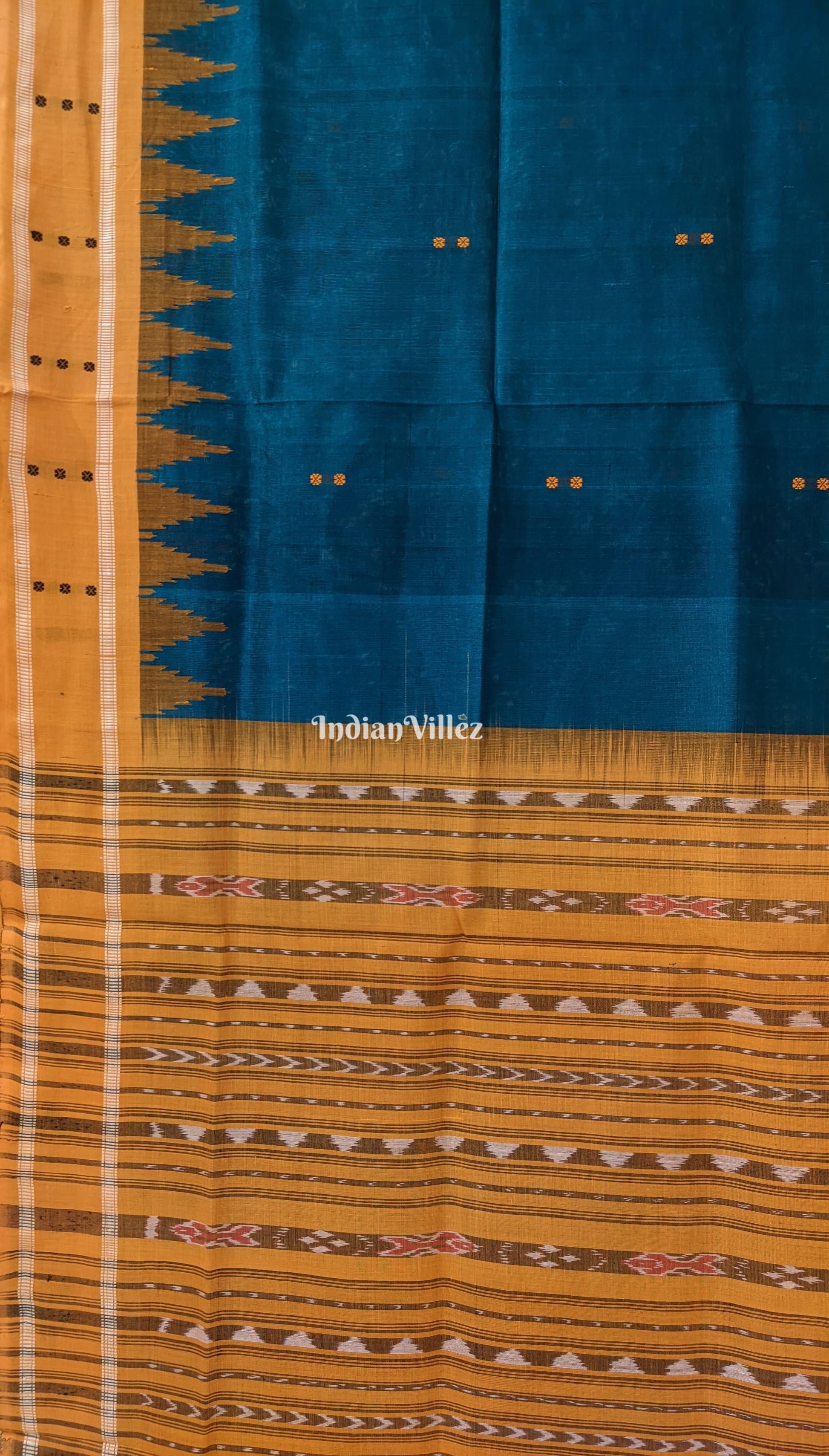 Deep Green Butta Design Sambalpuri Cotton Tissue Saree