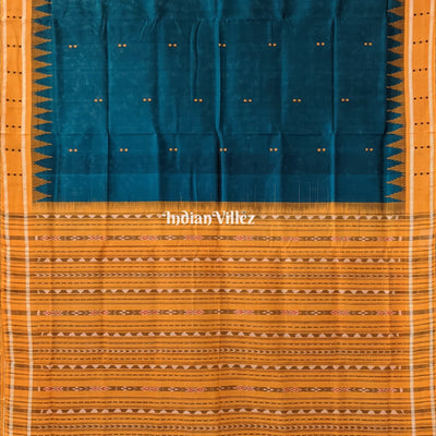 Deep Green Butta Design Sambalpuri Cotton Tissue Saree