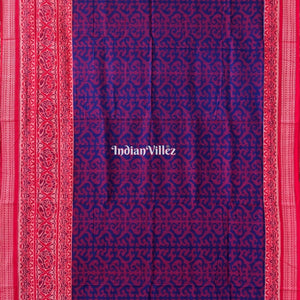 Blue & Maroon Odisha Ikat Sambalpuri Pure Cotton Saree