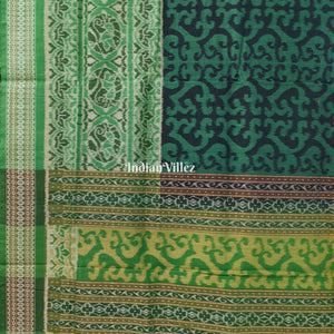 Green Odisha Ikat Sambalpuri Pure Cotton Saree
